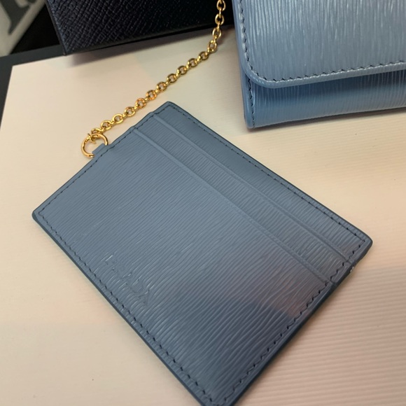 「SOLD 」PRADA 1MH132 VITELLO MOVEI ASTRALE blue wallet NEW - Picture 3 of 8